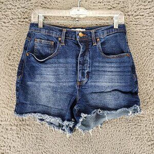 And Now This Shorts Womens 29 Blue Stretch High Rise Button Fly Denim Cutoff